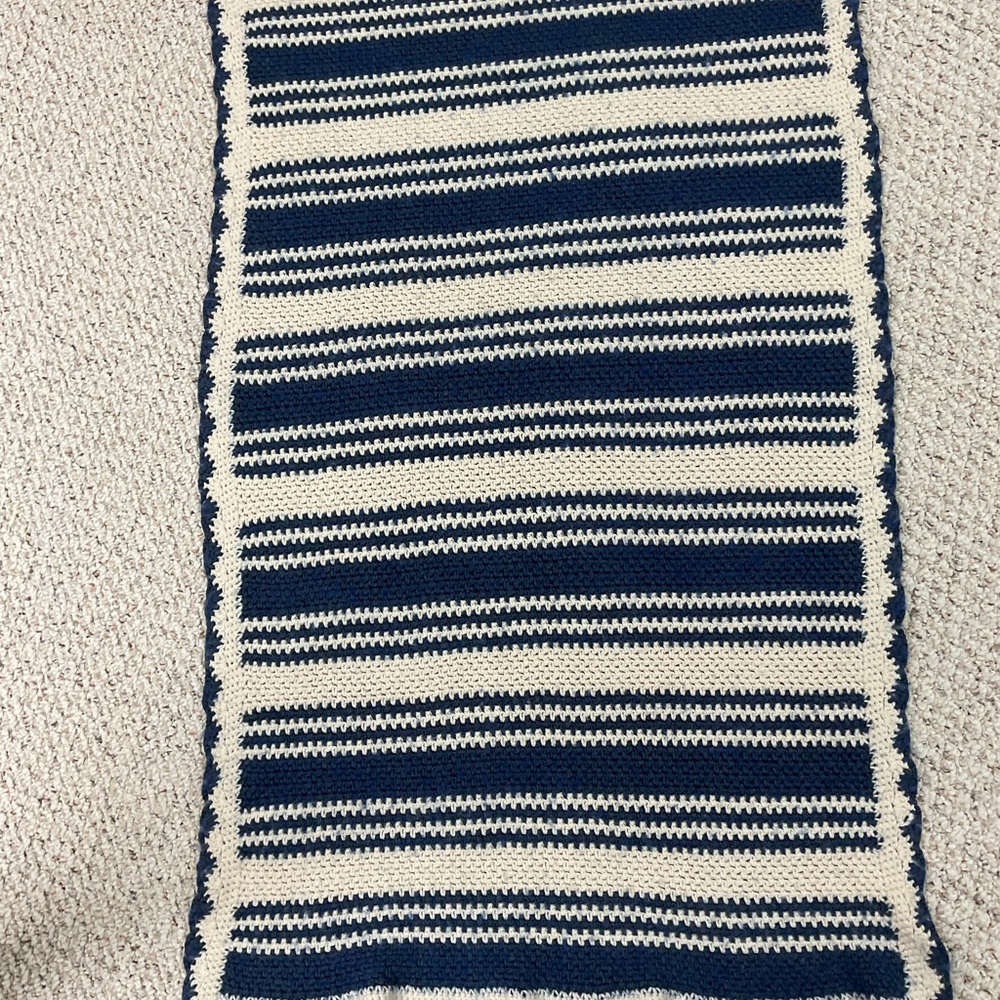 Striped Navy and White Home Bedding Blanket
